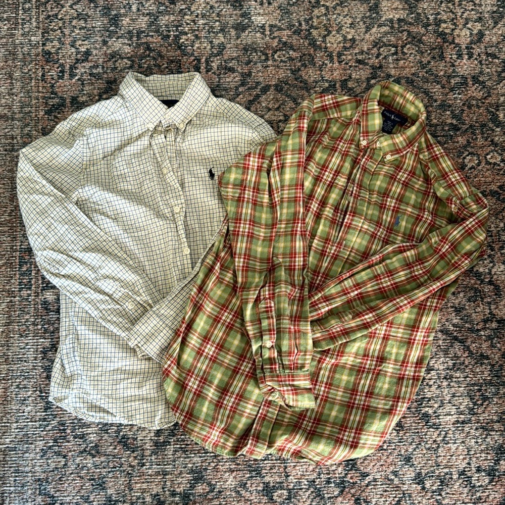 🌟Lot of 2 Boys Ralph Lauren Polo Casual Button Down Shirts